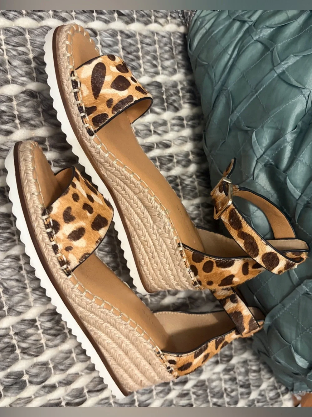 Alex Marie Leopard Print Espadrille Wedge Sandals - Warm Tan/Mocha